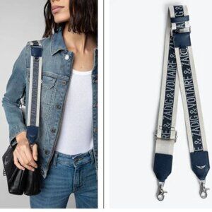 Zadig & Voltaire Logo-Print Blue & White Nylon Bag Strap